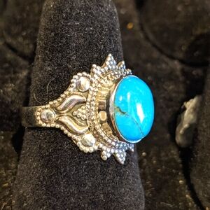 Arizona Mohave Turquoise .925 Silver Ring, size 8